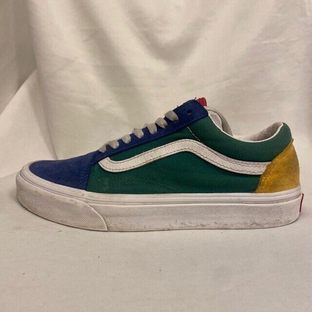 Vans Old Skool Blue Green Yellow Suede Canvas Sneakers